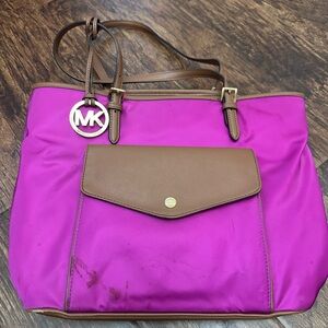 Michael Kors Pink and Brown Tote Bag